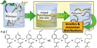 Graphical abstract: RAFT polymerization and associated reactivity ratios of methacrylate-functionalized mixed bio-oil constituents