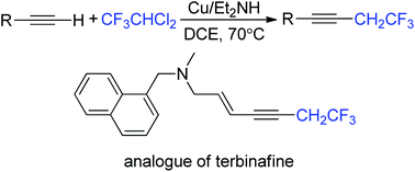 Graphical abstract: Cu-Mediated 2,2,2-trifluoroethylation of terminal alkynes using 1,1-dichloro-2,2,2-trifluoroethane (HCFC-123)
