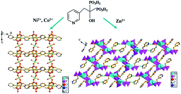 Graphical abstract: Mixed-solvothermal synthesis, structures, surface photovoltage, luminescence and molecular recognition properties of three new transition metal phosphonates with 3D framework and supramolecular structures