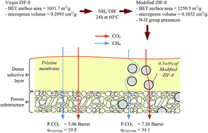 Graphical abstract: Facile modification of ZIF-8 mixed matrix membrane for CO2/CH4 separation: synthesis and preparation