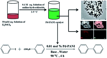 Graphical abstract: Green synthesis of a palladium–polyaniline nanocomposite for green Suzuki–Miyaura coupling reactions