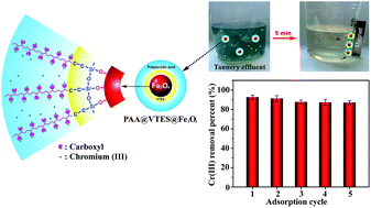 Graphical abstract: A magnetically-separable Fe3O4 nanoparticle surface grafted with polyacrylic acid for chromium(iii) removal from tannery effluents