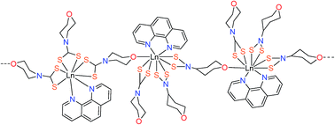 Graphical abstract: Lanthanide(iii) morpholine 4-dithiocarbamate complexes: Pr(iii) derivative shows first example of polymeric lanthanide(iii) dithiocarbamate