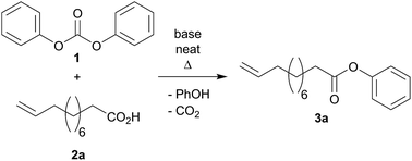 Graphical abstract: Base catalyzed sustainable synthesis of phenyl esters from carboxylic acids using diphenyl carbonate