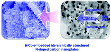 Graphical abstract: NiCo-embedded in hierarchically structured N-doped carbon nanoplates for the efficient electrochemical determination of ascorbic acid, dopamine, and uric acid