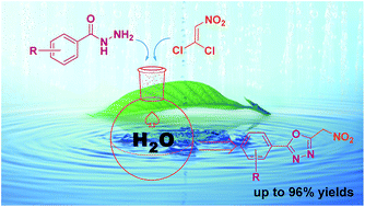 Graphical abstract: On-water, catalyst-free and room-temperature construction of 2-aryl-1,3,4-oxadiazole derivatives from 1,1-dichloro-2-nitroethene and hydrazides