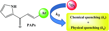 Graphical abstract: Novel (E)-1-(pyrrole-2-yl)-3-(aryl)-2-(propen-1-one) derivatives as efficient singlet oxygen quenchers: kinetics and quantum chemical calculations