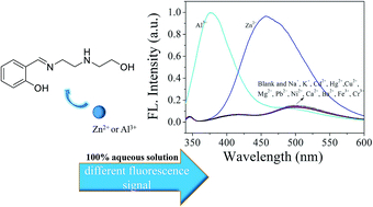 Graphical abstract: An easy and accessible water-soluble sensor for the distinctive fluorescence detection of Zn2+ and Al3+ ions