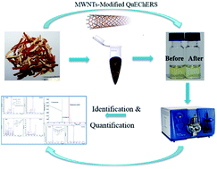 Graphical abstract: Carbon nanotube-based QuEChERS extraction and enhanced product ion scan-assisted confirmation of multi-pesticide residue in dried tangerine peel