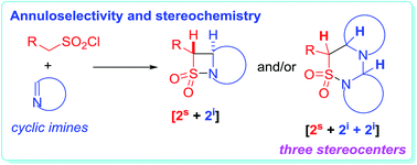Graphical abstract: Annuloselectivity and stereochemistry in the sulfa-Staudinger cycloadditions of cyclic imines