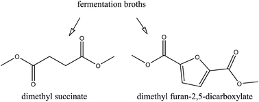 Graphical abstract: Ester production from bio-based dicarboxylates via direct downstream catalysis: succinate and 2,5-furandicarboxylate dimethyl esters