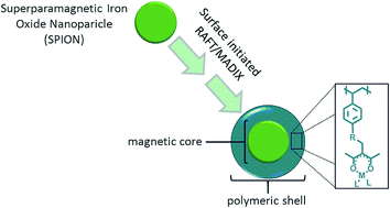Graphical abstract: New acetylacetone-polymer modified nanoparticles as magnetically separable complexing agents