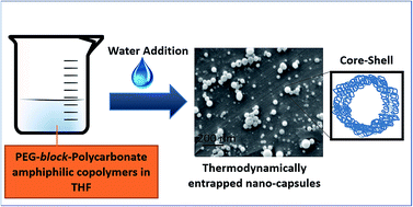 Graphical abstract: Nano-capsules of amphiphilic poly(ethylene glycol)-block-poly(bisphenol A carbonate) copolymers via thermodynamic entrapment