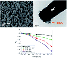 Graphical abstract: Hierarchical growth of ZnO nanorods over SnO2 seed layer: insights into electronic properties from photocatalytic activity