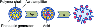 Graphical abstract: Acid-amplifying microcapsules: preparation, characterization, and application to cationic UV curing