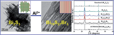 Graphical abstract: Shape and composition control of Bi19S27(Br3−x,Ix) alloyed nanowires: the role of metal ions