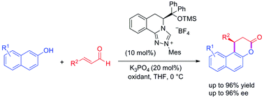 Graphical abstract: Enantioselective annulation of enals with 2-naphthols by triazolium salts derived from l-phenylalanine
