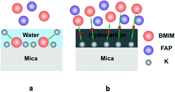 Graphical abstract: What causes extended layering of ionic liquids on the mica surface?