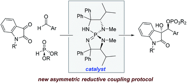 Graphical abstract: Enantioselective reductive multicomponent coupling reactions between isatins and aldehydes