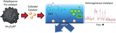 Graphical abstract: Dye synthesis in the Pechmann reaction: catalytic behaviour of samarium oxide nanoparticles studied using single molecule fluorescence microscopy