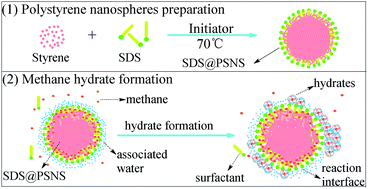Graphical abstract: Methane hydrate formation with surfactants fixed on the surface of polystyrene nanospheres