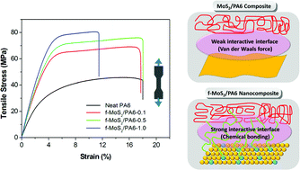 Graphical abstract: An in situ polymerization approach for functionalized MoS2/nylon-6 nanocomposites with enhanced mechanical properties and thermal stability