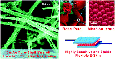 Graphical abstract: Cu–Ag core–shell nanowires for electronic skin with a petal molded microstructure