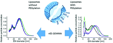 Graphical abstract: Nano electrospray gas-phase electrophoretic mobility molecular analysis (nES GEMMA) of liposomes: applicability of the technique for nano vesicle batch control