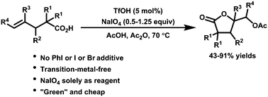Graphical abstract: Direct oxidative lactonization of alkenoic acids mediated solely by NaIO4: beyond a simple oxidant