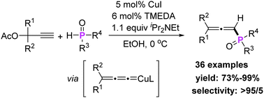 Graphical abstract: Convenient synthesis of allenylphosphoryl compounds via Cu-catalysed couplings of P(O)H compounds with propargyl acetates
