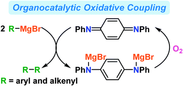 Graphical abstract: Quinonediimines as redox-active organocatalysts for oxidative coupling of aryl- and alkenylmagnesium compounds under molecular oxygen