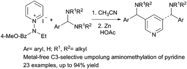 Graphical abstract: Synthesis of 3-(aminomethyl)pyridine by traceless C3-selective umpolung of 1-amidopyridin-1-ium salts