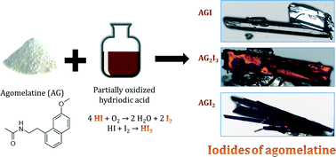 Graphical abstract: Iodine salts of the pharmaceutical compound agomelatine: the effect of the symmetric H-bond on amide protonation