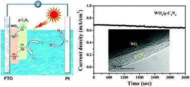 Graphical abstract: Construction of inorganic–organic 2D/2D WO3/g-C3N4 nanosheet arrays toward efficient photoelectrochemical splitting of natural seawater