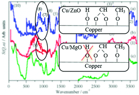 Graphical abstract: Different routes to methanol: inelastic neutron scattering spectroscopy of adsorbates on supported copper catalysts