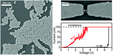 Graphical abstract: Resistive switching of alkanethiolated nanoparticle monolayers patterned by electron-beam exposure