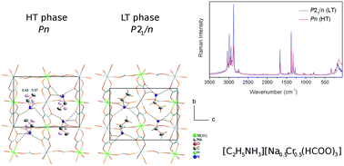 Graphical abstract: Phase transitions and chromium(iii) luminescence in perovskite-type [C2H5NH3][Na0.5CrxAl0.5−x(HCOO)3] (x = 0, 0.025, 0.5), correlated with structural, dielectric and phonon properties