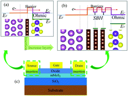 Graphical abstract: Designing high performance metal–mMoS2 interfaces by two-dimensional insertions with suitable thickness