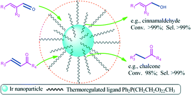 Graphical abstract: Thermoregulated phase-transfer iridium nanoparticle catalyst: highly selective hydrogenation of the C [[double bond, length as m-dash]] O bond for α,β-unsaturated aldehydes and the C [[double bond, length as m-dash]] C bond for α,β-unsaturated ketones