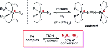Graphical abstract: Teaching old compounds new tricks: efficient N2 fixation by simple Fe(N2)(diphosphine)2 complexes