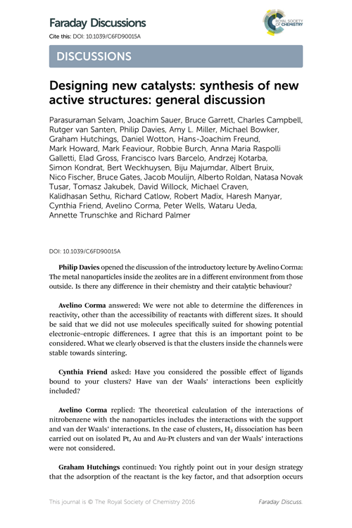 Designing new catalysts: synthesis of new active structures: general discussion