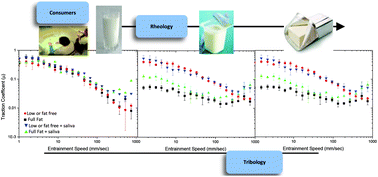 Graphical abstract: Relating rheology and tribology of commercial dairy colloids to sensory perception
