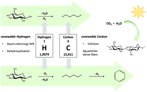 Graphical abstract: Compositional and structural feedstock requirements of a liquid phase cellulose-to-naphtha process in a carbon- and hydrogen-neutral biorefinery context