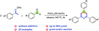 Graphical abstract: Synthesis of symmetrical pyridines by iron-catalyzed cyclization of ketoxime acetates and aldehydes