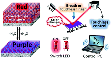 Graphical abstract: Ultrafast colorimetric humidity-sensitive polyelectrolyte coating for touchless control