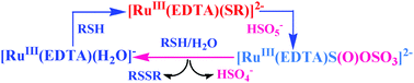 Graphical abstract: [RuIII(EDTA)(H2O)]− mediated oxidation of cellular thiols by HSO5−