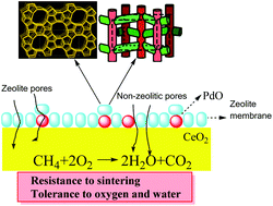 Graphical abstract: Sandwich-like PdO/CeO2 nanosheet@HZSM-5 membrane hybrid composite for methane combustion: self-redispersion, sintering-resistance and oxygen, water-tolerance