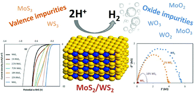 Graphical abstract: Valence and oxide impurities in MoS2 and WS2 dramatically change their electrocatalytic activity towards proton reduction