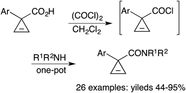 Graphical abstract: Efficient one-pot synthesis of 1-arylcycloprop-2-ene-1-carboxamides