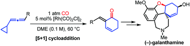 Graphical abstract: Rh-catalysed [5 + 1] cycloaddition of allenylcyclopropanes and CO: reaction development and application to the formal synthesis of (−)-galanthamine